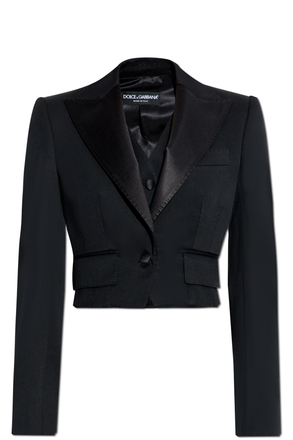 Dolce & Gabbana Black Wool Slim Fit Coat Jacket Blazer main image 0